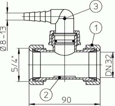 T-Stück DN32x5/4" mit HL19.2 HL19T.2/30